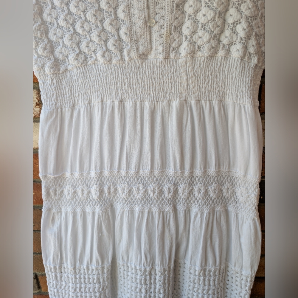 Naoo Corchet Midi A Line Dress White XL preppy bohemian cottagecore sundress - Picture 4 of 8